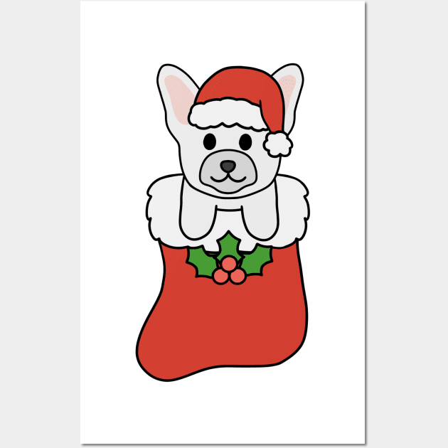 Christmas White French Bulldog Stocking Wall Art by BiscuitSnack